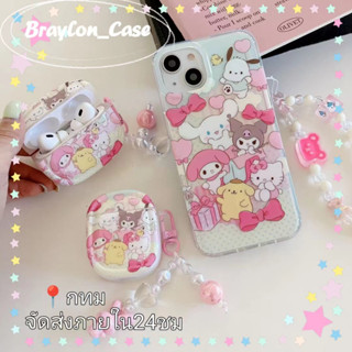 🌷Braylon🌷จัดส่งภายใน24ชม ซานริโอชมพู การ์ตูน รุ่นโซ่ iphone 11 14 pro max ป้องกันการหล่น ขอบเต็ม case for iPhone 12 13