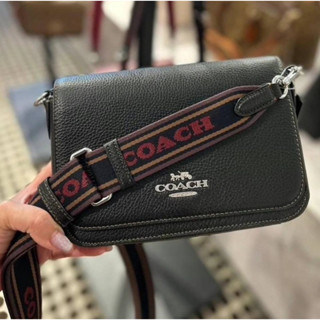 (ผ่อน0%) กระเป๋าสะพายข้าง หนังแท้สีดำ 9 นิ้ว สายสปอร์ต 🖤COACH CH252 Logan Messenger bag