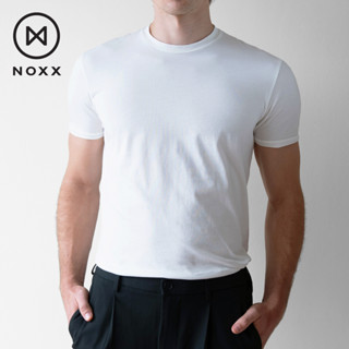 Noxx Round Neck T-shirt: เสื้อยืด คอกลม ผ้าพรีเมี่ยม พีม่าคอตต้อน 100% สีขาว