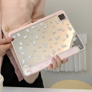 🔥พร้อมส่ง🔥เคสไอแพด Air6 Air7 Air8กระจกเงา cute bunnyช่องใส่ปากกา Acrylic ipad Gen12/11/10สไตล์น่ารัก