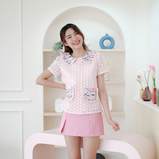 05-282 Pink Mello Lace Blouse - 4 ไซส์