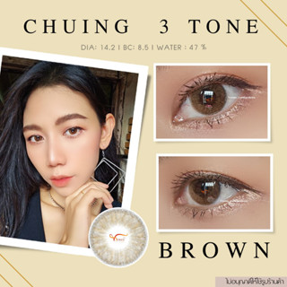 คอนแทคเลนส์  CHUING 3 TONE : Brown คละยี่ห้อ ✨ ยี่ห้อ ; Color Brown ( ค่าสายตา 50 - 700 )