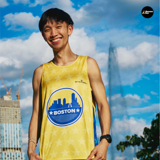 Steigen Mens Singlet Boston Club เสื้อวิ่ง