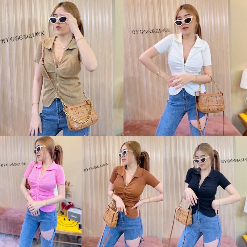 PRP x SPN  เสื้อซิปหน้า คอปก ไข่หวาน B-016-4-AA