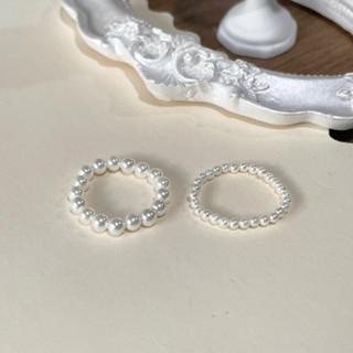 แหวนมุกเปลือกหอย สีขาว เอ็นยืด 2mm 3.5mm Shell Pearl Elastic Ring