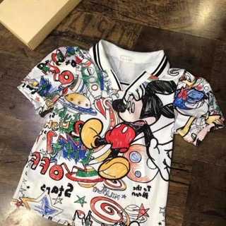 Mickey เสื้อคอปกลายการ์ตูนฮิต ใส่กะอะไรก็น่ารัก ใส่ครั้งเดียว