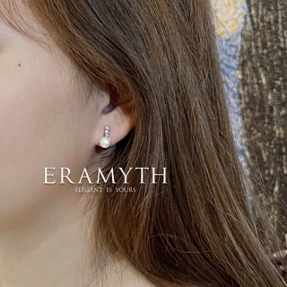 Eramyth Jewelry : ต่างหู ปักก้าน เงินแท้ 92.5 ประดับด้วยมุกแท้และฝังเพชรสวิส CZ SLE-0107-R99 (พร้อมส่ง)