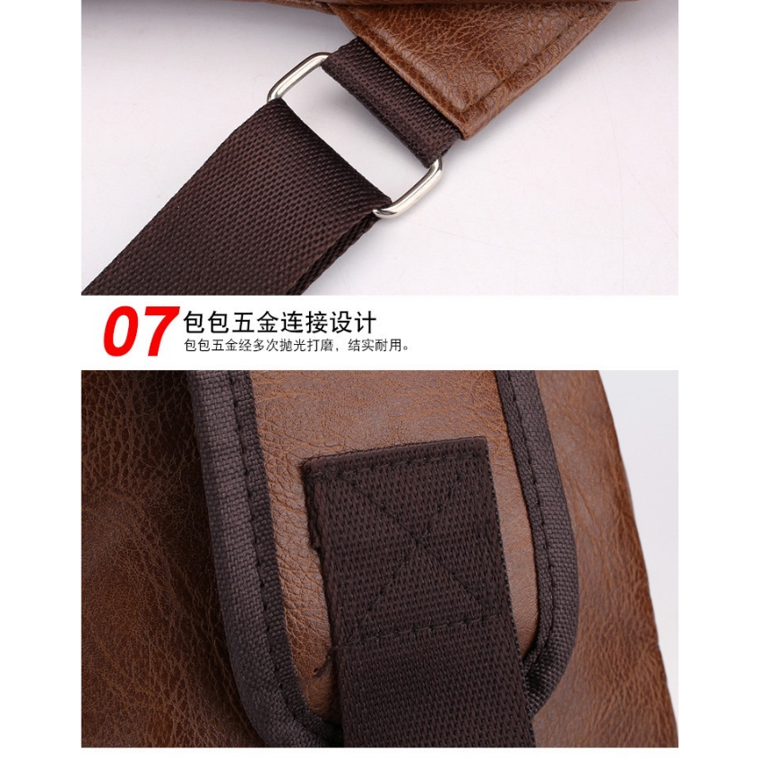 กระเป๋าสะพายข้าง กระเป๋าคาดหน้าอก หนัง เย็นสบาย มีรู USB ชาร์จ หูฟังภายนอก  JB