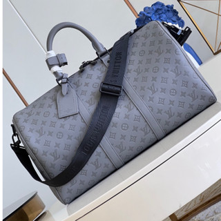 พรี​ ราคา12700 Lv Louis Vuitton Keepall M46117 หนังแท้ กระเป๋าเดินทาง 50 x 29 x 23cm