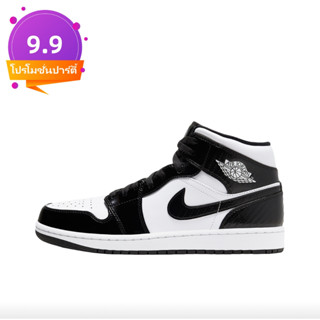 COD คลังสินค้า 2023 hot รองเท้าผ้าใบ aj1 All-Star Medium/black and white Panda/patent leather