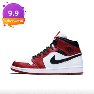 💖【TH stock】รองเท้าสูง   2023 Nike aj1 Air Jordan 1 Chicago Mid / Little Chicago / White Red Unisex