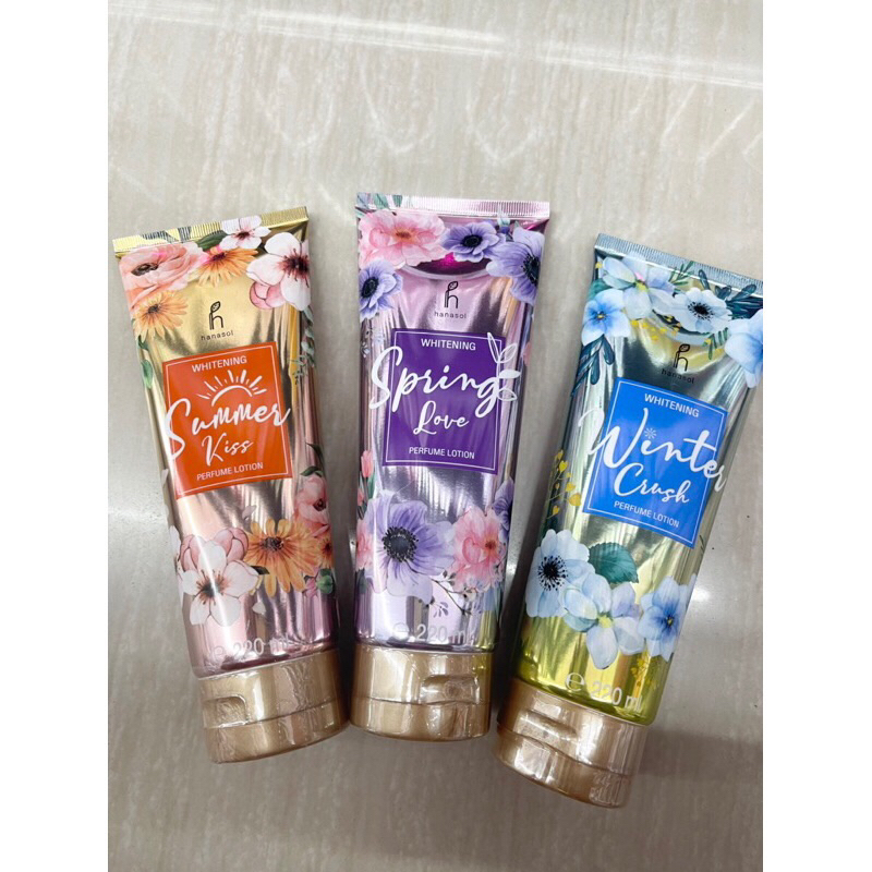 โลชั่นตัวหอม Hanasol Whitening Perfume Lotion ฮานาโซล ไวท์เทนนิ่ง เพอร์ฟูม โลชั่น 220 มล.