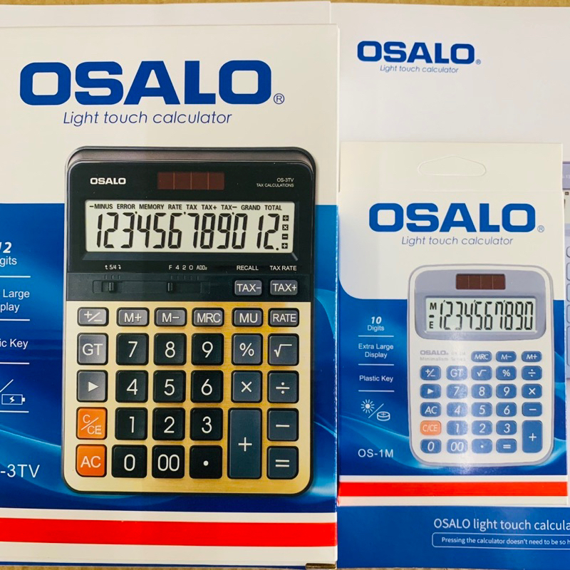 พร้อมจัดส่ง #ซื้อ1แถม1 เครื่องคิดเลขออสซาโล รุ่น OS-3TV #TAX+TAX-แถม OS-1M