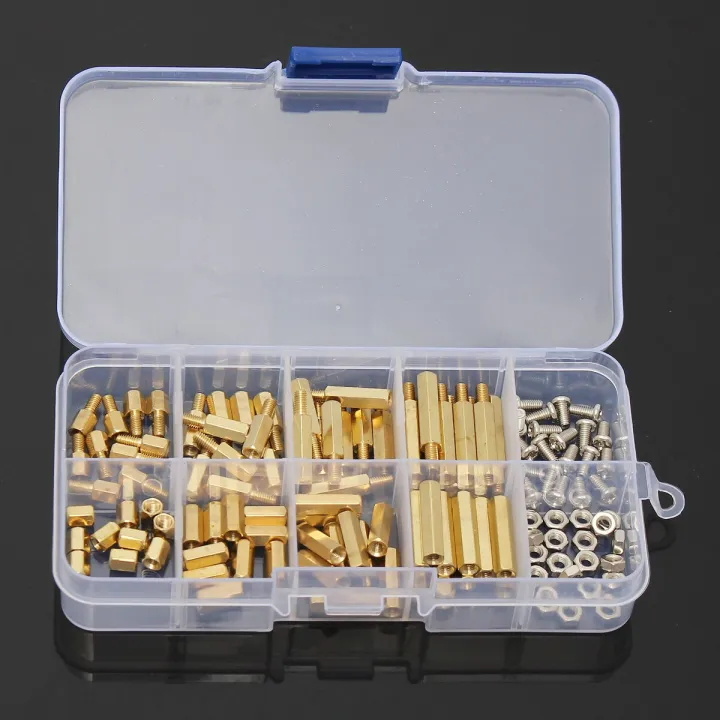 M3ชาย-หญิง Hex ชิ้นส่วนทองเหลือง Bolt น็อตสกรูเมนบอร์ด Assortment ชุด120Pcs
