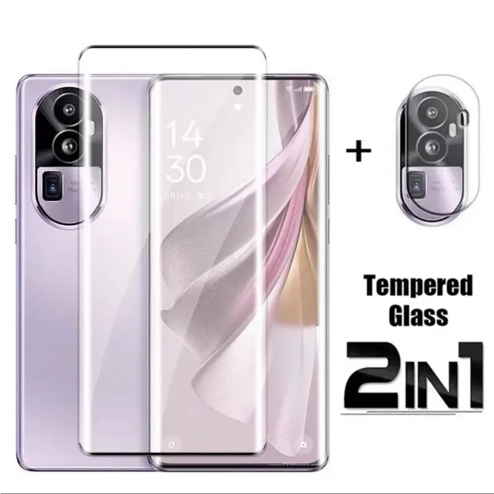 2in1 OPPO Reno10 5G / Reno10pro 5G / Reno10pro+ ฟิล์มเลนส์กล้อง + ฟิล์มกระจกเต็มจอขอบดำ ฟิล์มกันกระแทก