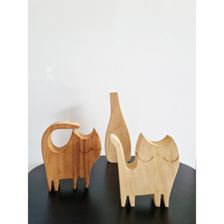 แมวไม้ Woody cat stand (ได้รับทั้ง 2 ตัว) / แจกันไม้ Woody jar สไตล์มินิมอล เกาหลีเกาใจ* มือสอง