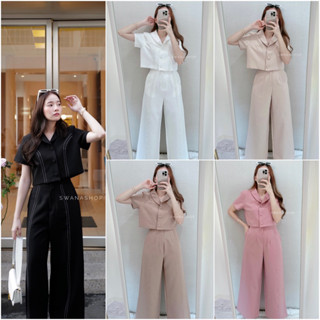 “ Brooklyn set “ 🌷( S / M )ชุดเซตเสื้อ+กางเกงขายาว - Swanashop