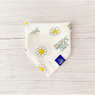 ผ้าพันคอหมาแมว Dog bandana ลาย happy day(Smiley Daisy) ผ้าคอตตอน