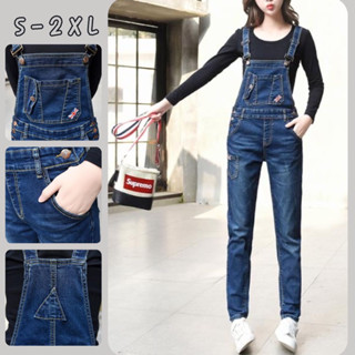 พร้อมส่ง Quilla ชุดเอี้ยมยีนขายาว กางเกง Classic Stylish Denim Jumpsuit