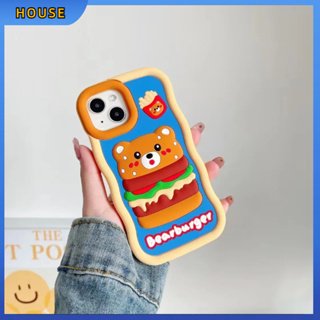 💲คูปองเคลม💲เคสไอโ case for iphone 11 12 เบอร์เกอร์หมี เคส 14 13 12 11 pro max วัสดุซิลิโคนทนทาน ป้องกันการตก