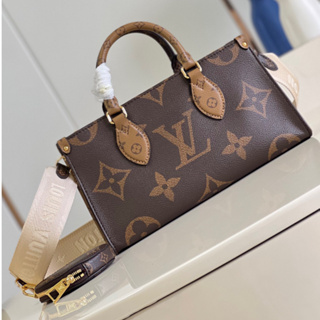 พรี​ ราคา7300 Lv Louis Vuitton OnTheGo M46653 หนังแท้ กระเป๋าสะพายข้าง กระเป๋าสะพาย25 x 13 x 10cm