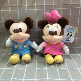 ตุ๊กตา มิกกี้เบบี้ มินนี่เบบี้ ดิสนีย์ ใส่ชุดเอี๊ยม Baby Mickey | Baby Minnie Disney ขนาด7นิ้ว ของแท้100%