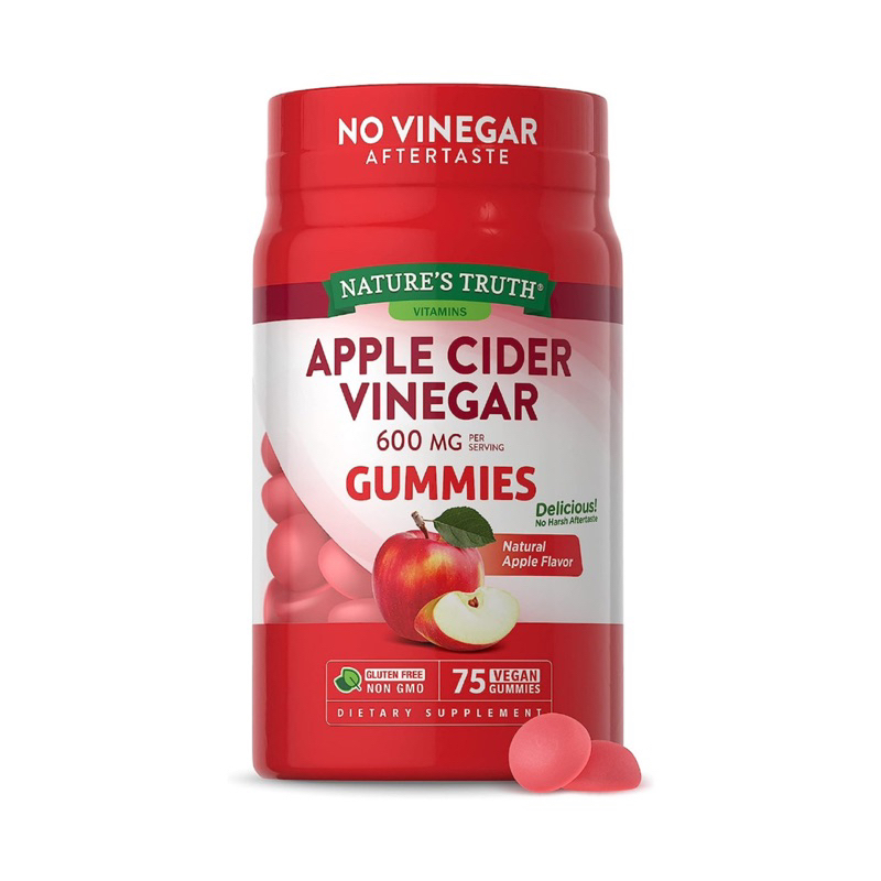 ของแท้/พร้อมส่ง ♡ Nature's Truth Apple Cider Vinegar Natural Apple 600mg 75 เม็ด 🍎 กัมมี่แอปเปิ้ลไซเดอร์