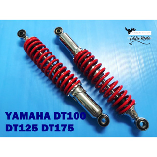 YAMAHA​ DT100​ DT125​ DT175​ REAR​ SHOCK SET PAIR SPRING "RED" (320 mm.)  // โช๊คหลัง สปริงแดง กระบอกชุบ