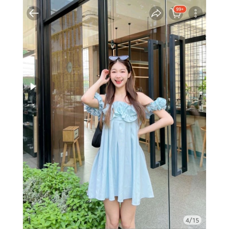Molly dress ร้าน Teera.studio. (สีฟ้า)