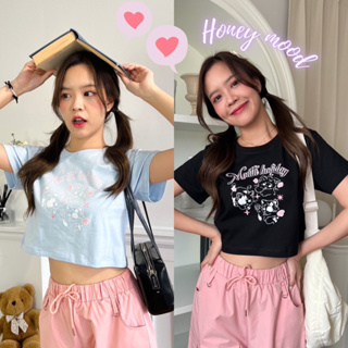 𝑯𝒐𝒏𝒆𝒚 𝒎𝒐𝒐𝒅 เสื้อcrop ผ้าcotton หวานละมุนมาก🌈