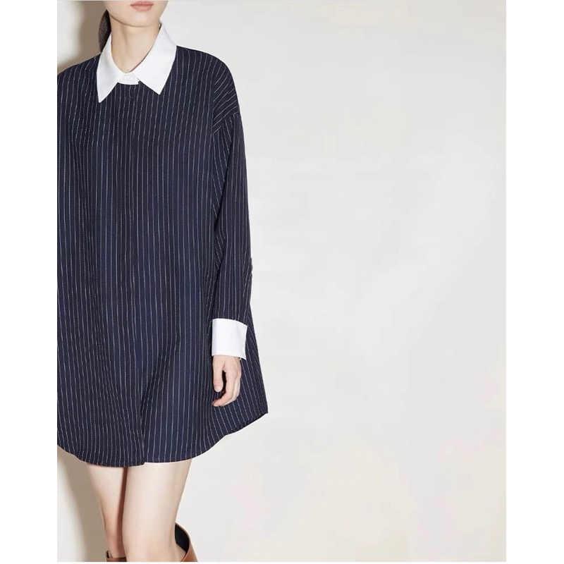 Mogwany พรี Thousand Navy Dress Shirt เดรสเชิ้ตแขนยาว งานสวยน่ารัก ใส่สบาย แมทช์ง่าย
