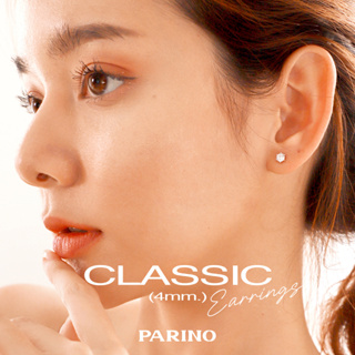 Classic Earrings ขนาดเพชร 0.25 ct 4mm.ต่างหูเพชร CZ เหมาะสำหรับผิวแพ้ง่าย (ฟรีกล่องต่างหู) ตัวเรือนเงิน