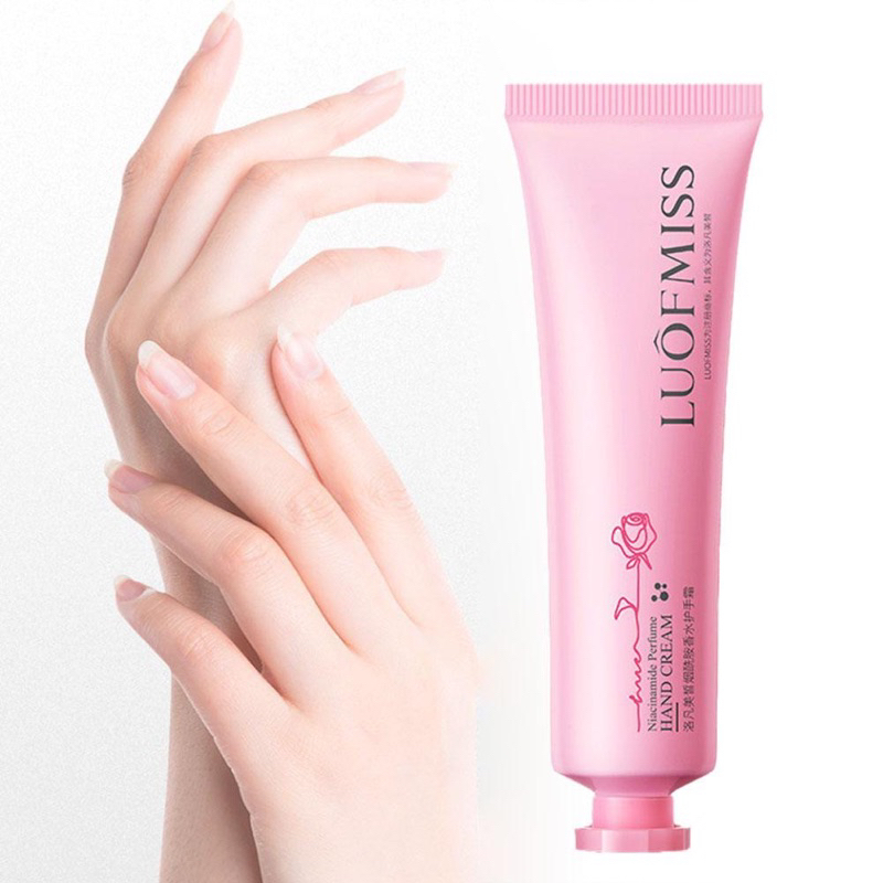 ครีมทามือน้ำหอม Luofmiss แฮนด์ครีมหลอดชมพู ผิวมือนุ่มชุ่มชื้น ขาวเนียน กลิ่นหอม N532