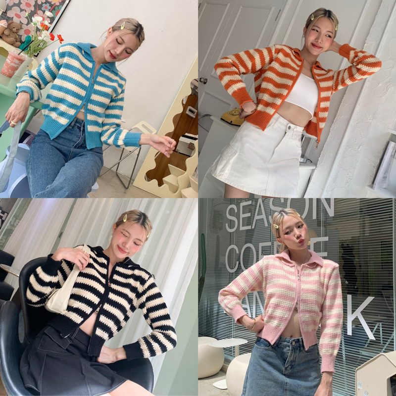 3pcs.basket "C2326" Kelly Cardigan คาดิแกนซิปหน้า