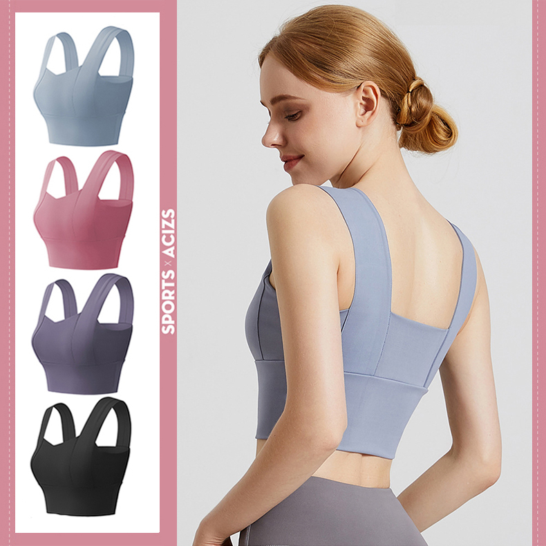 mvp sport สปอร์ตบราผู้หญิง เสื้อสเวตเตอร์ สายสะพายไหล่ขนาดใหญ่ แผ่นรองหน้าอกฟองน้ำในตัว Sprot Bra