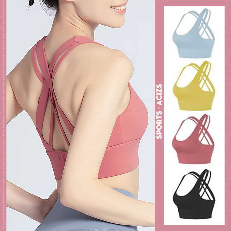 MVP Sport สปอร์ตบราโยคะ ยกทรง มีฟองน้ำ สายไขว้หลัง