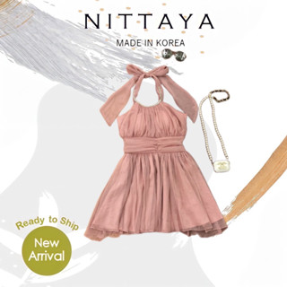 ราคาถูกที่สุด!! NITTAYA เดรสผูกคอ ตรงช่วงคอแต่งด้วยเพชร ผ้าพริ้ว