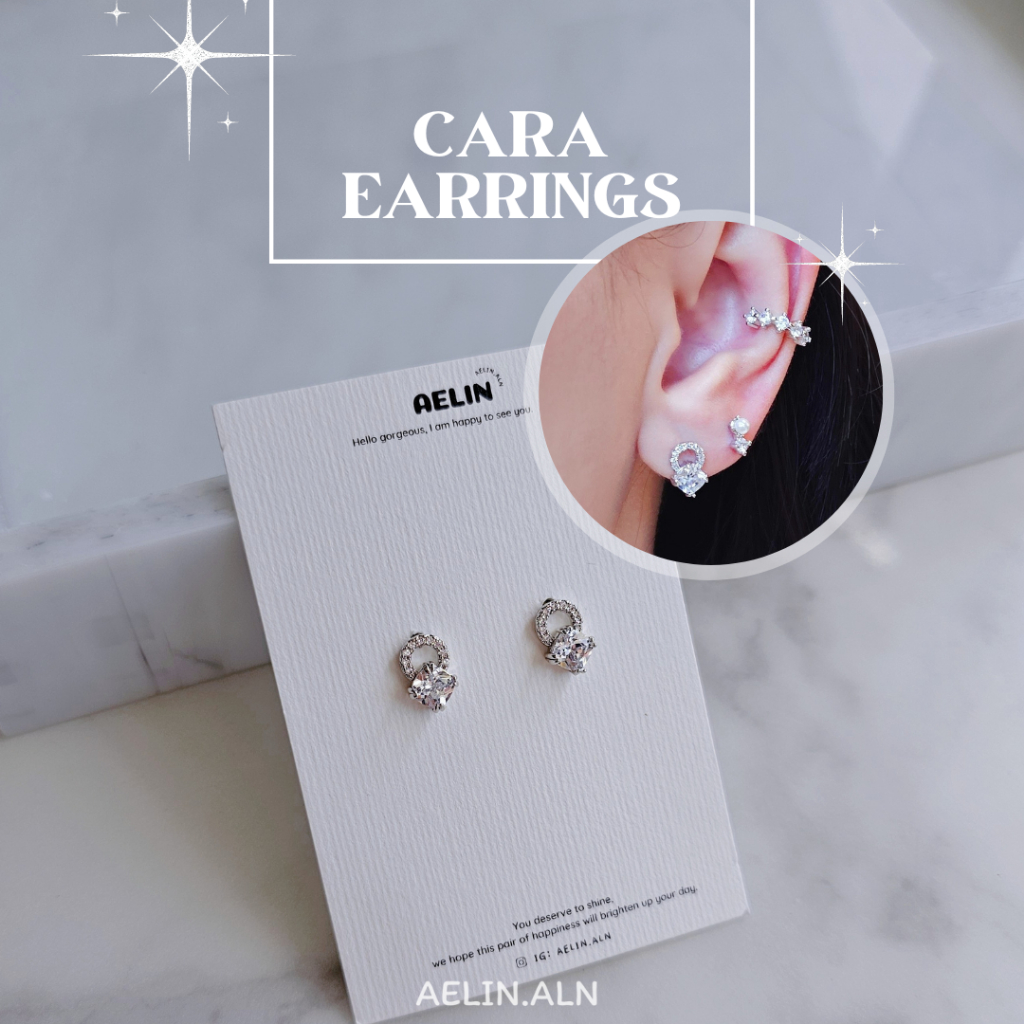 Cara stud earrings - Aelin.aln ต่างหูเพทายทรงเลขาคณิตสุดหรู