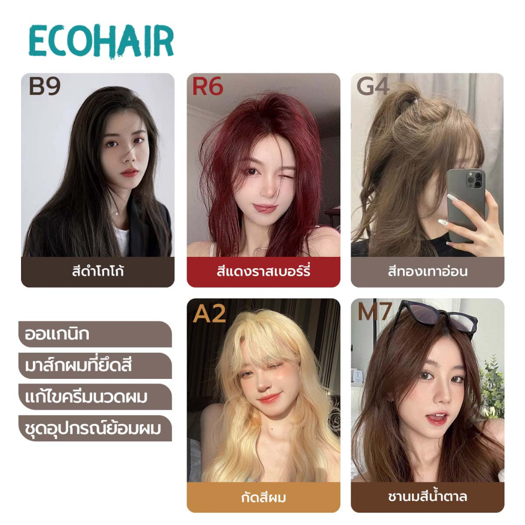 Eclova ยาย้อมผม ออแกนิก ปิดผมขาว สีที่คงทน มีอุปกรณ์ย้อมผมครบชุด EcoHair