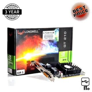 VGA LONGWELL GEFORCE GT 210 - 1GB DDR3 ประกัน 3Y การ์ดจอ กราฟิกการ์ด การ์ดจอเล่นเกม