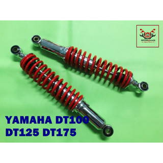 YAMAHA DT100 DT125 DT175 REAR SHOCK SET SPRING "RED" (L. 320 mm.)  // โช๊คหลัง สปริงสีแดง กระบอกชุบโครเมี่ยม