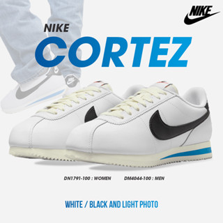 Nike ไนกี้ รองเท้าผ้าใบ รองเท้าลำลอง Cortez White Black Light Photo Blue DN1791-100 / DM4044-100 (3200)