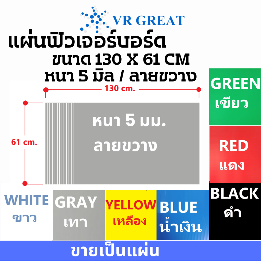 ฟิวเจอร์บอร์ด Future Board แผ่นพลาสติก ลูกฟูกหนา5 mm. (ขายเป็นแผ่น )  ขนาด 130x61 cm ลอนตามลายขวาง ม