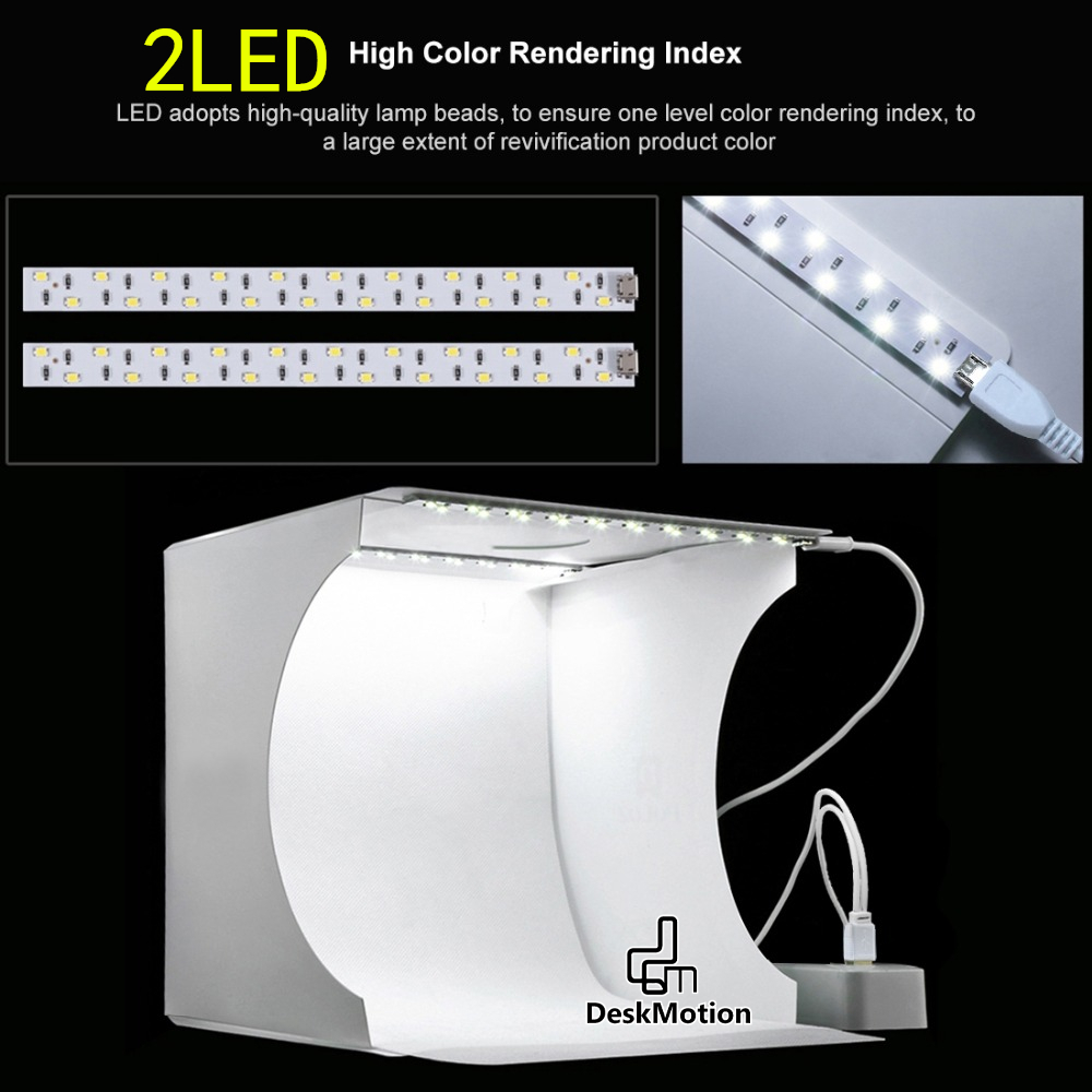 กล่องสตูดิโอถ่ายภาพ มี LED ในตัว พร้อมพื้นหลัง 6 สี  Light Box Studio แบบพับเก็บ ขนาดพกพา สามารถกันน้ำได้ กล่องถ่ายรูป - รูปที่ 3