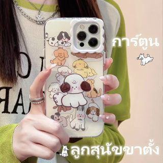 ✨NEW✨เคสไอโฟน 14 Pro Max 13 12 11 เคส for iPhone 13 การ์ตูน ลูกสุนัข ขาตั้งมือถือ พกง่ายๆ การป้องกันการตก Case