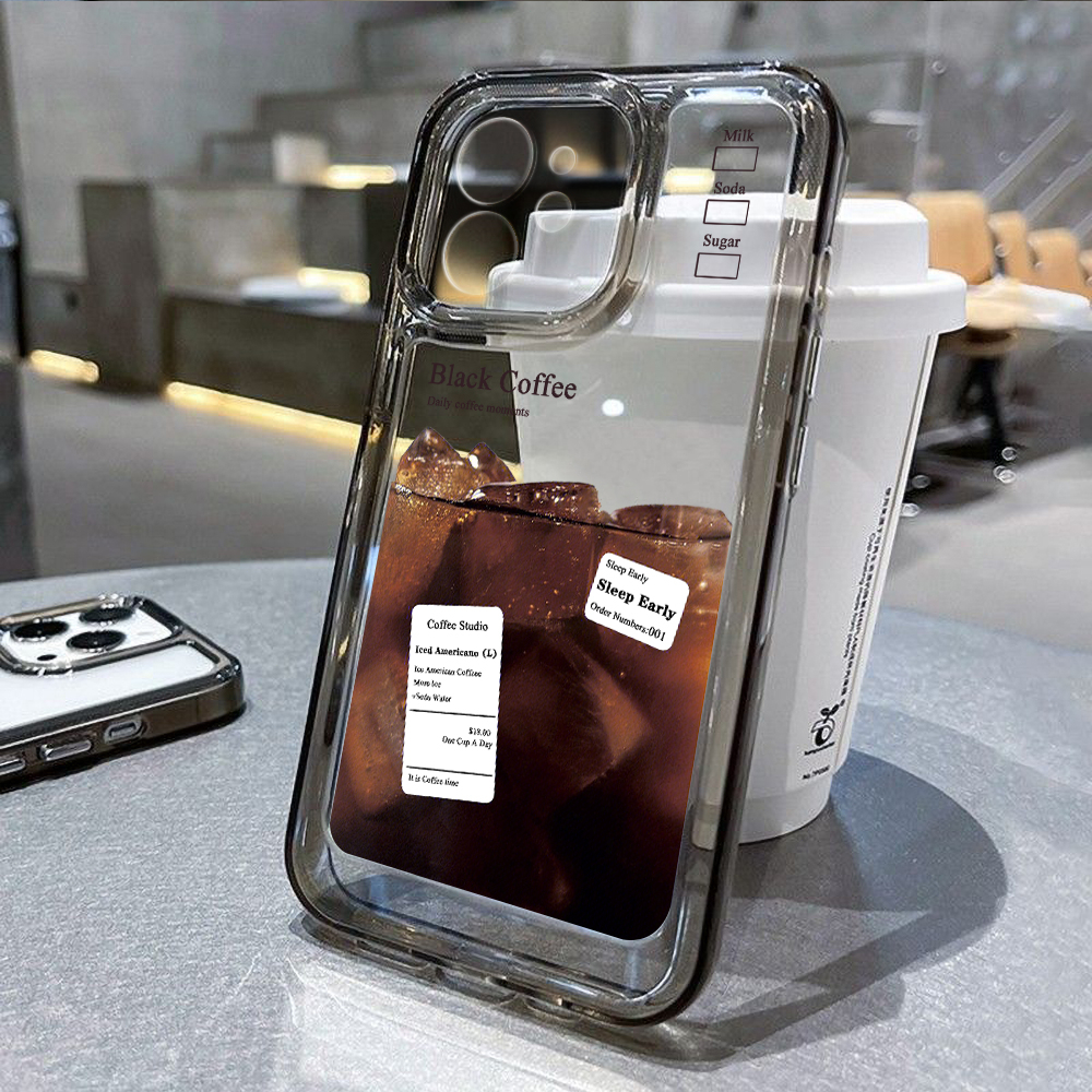 Space Black Coffee ซิลิโคนเคสโทรศัพท์สำหรับ IPhone 11 12 13 14 Pro 15 Max 7 8 Plus XS Max XS SE 2020 ฝาครอบกันกระแทก