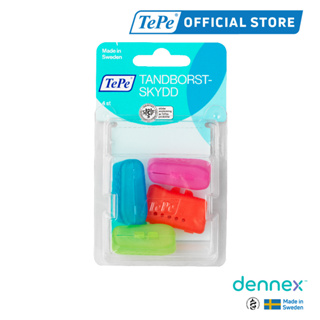 TePe Brush Head Cap  ที่เก็บหัวแปรงสีฟัน เทเป้ บลัช เฮด แคป แพ็ค 4 ชิ้น By Dennex