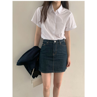 DYB7084 เสื้อเชิ้ตคอปกแขนสั้นผู้หญิงเรียบง่าย เสื้อทำงานแฟชั่นย้อนยุคของญี่ปุ่น แมชง่ายกับทุกลุค