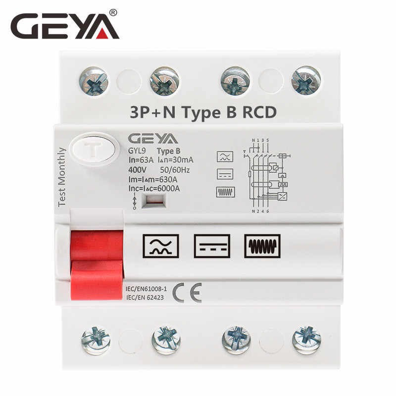 กันดูด RCD Type B GEYA รุ่น เหมาะกับงานติดตั้ง EV Charger, Wallbox ตัดกระแสรั่วที่ 30mA   ขนาด 32A แ