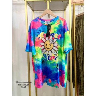 5-280sn เสื้อยืดมัดย้อมสกรีนดอกไม้ 🌈 เสื้อยืด Oversize เข้าใหม่แบบจุกๆ 💜 ลายสวยมากกกก มัดย้อมสะดุดตา สะดุดใจ ❤️